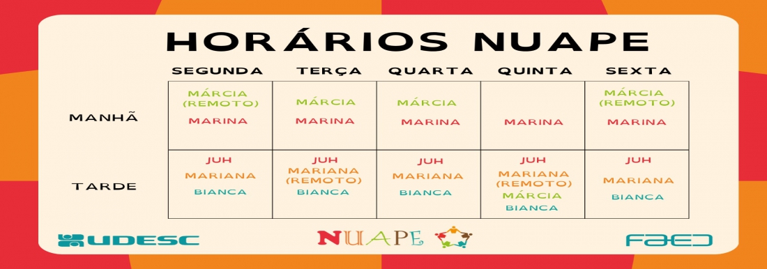 <p>Quadro de horario da secretaria do Nuape</p>